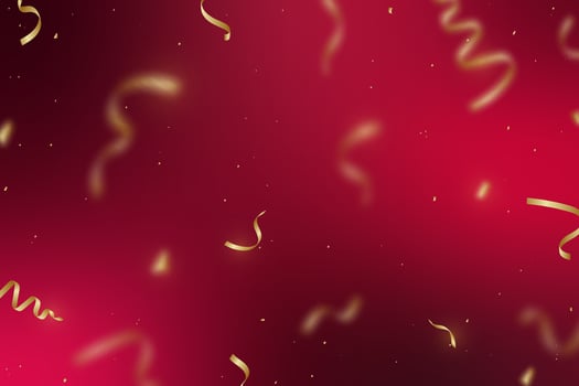 Modern golden foil falling on red background. vector