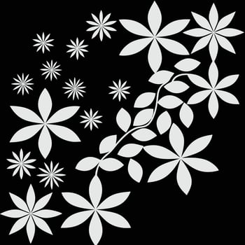 Hand-Drawn Floral Motif Black and White Seamless Pattern vector