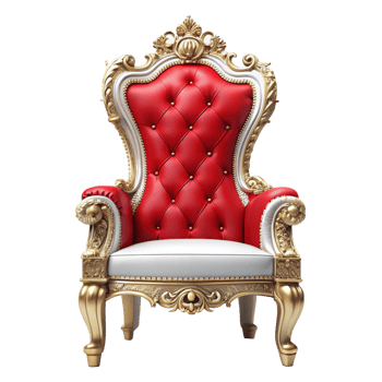 red and white royal chair is isolated on transparent background png