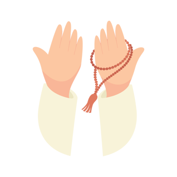 Illustration of hands praying. Illustration of hands holding prayer beads. culture of prayer in Islam png