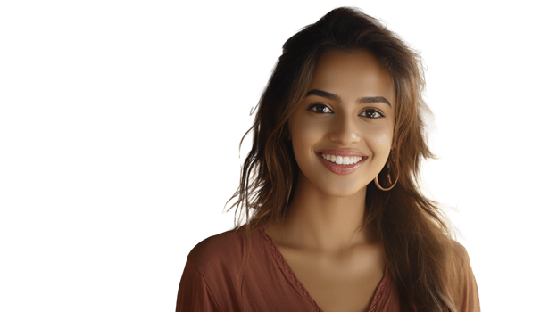 Young Adult Confident Attractive Indian Woman on Transparent Background, Beautiful Lady Wearing Glasses, Close Up png