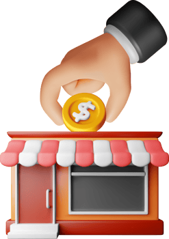 3D franchise shop building or commercial property icon png
