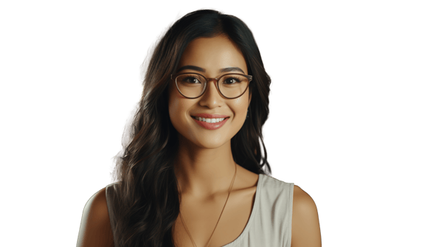 Confident and Attractive Southeast Asian Woman with Glasses on Transparent Background png