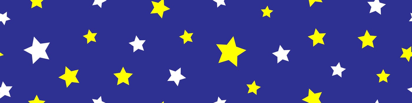Seamless yellow white star on blue background vector