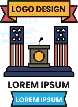 Illustration of logo design in the concept of a politician's podium. vector