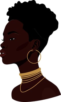 Elegant woman with short curly hair in flat art vector