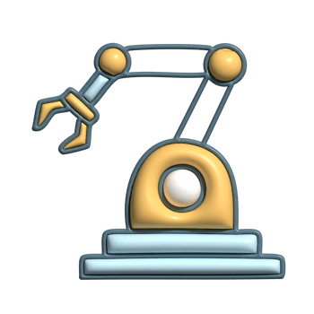 3D Industrial Robotic Arm Icon for Automation and Manufacturing png