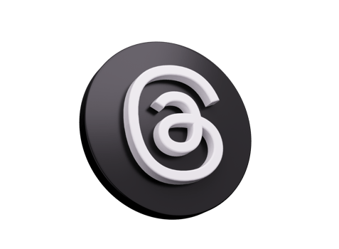 White Thread App Symbol With Rounded Black Icon On Black 3d Illustration png