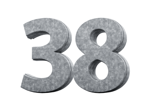 Concrete Number Thirty Eight 38 Digit Made Of Grey Concrete Stone White 3d Illustration png