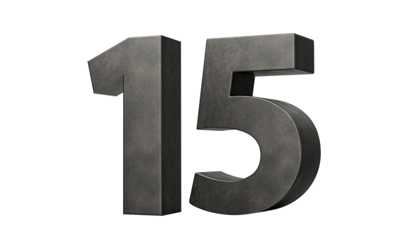 Number Fifteen 15 Digit Made Of Gray Smooth Cast Iron 3d Illustration png