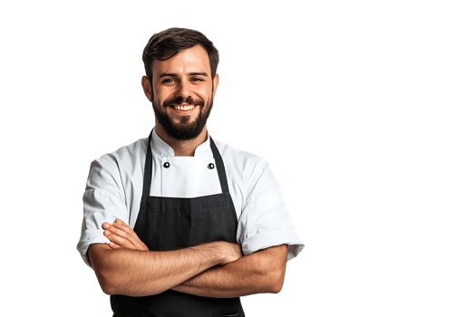 Smiling chef with arms crossed png