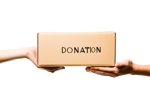Hands holding a donation box png