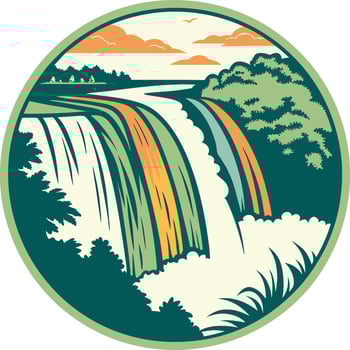 Waterfall nature logo design vector