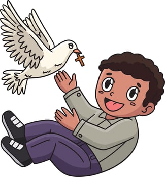 Baptism Baby and Dove Cartoon Colored Clipart vector