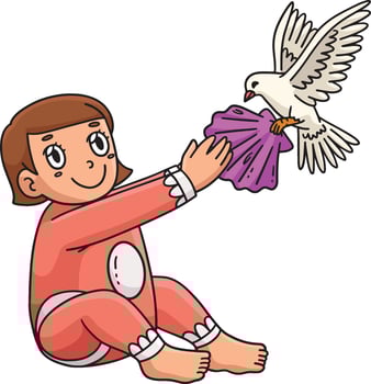 Baptism Dove Bringing Seashell to Baby Clipart vector