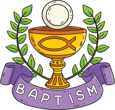 Baptism Chalice with Flower Wreath Cartoon Clipart vector