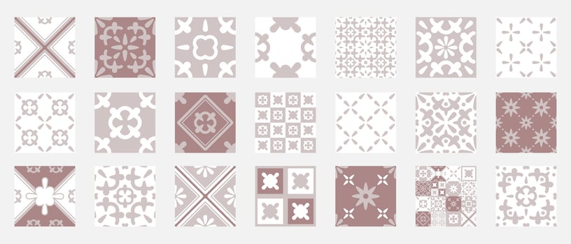 Traditional Portuguese Azulejo Tile Patterns Set vector