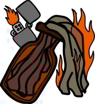 Molotov Cocktail with Gas lighter vector