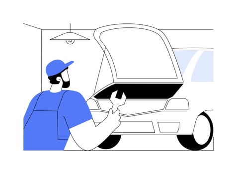 Auto repair garage isolated cartoon illustrations. vector