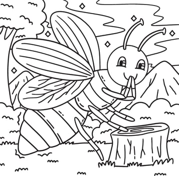 Insect Firefly Animal Coloring Page for Kids vector