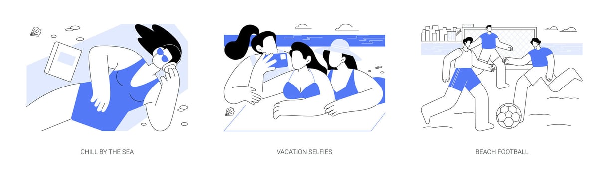 Beach time isolated cartoon illustrations se vector
