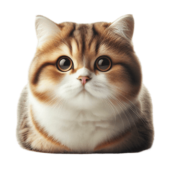 Adorable Round-Faced Cat Digital Painting png