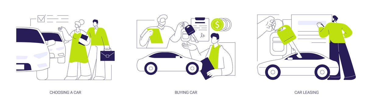 Car dealership abstract concept illustrations. vector