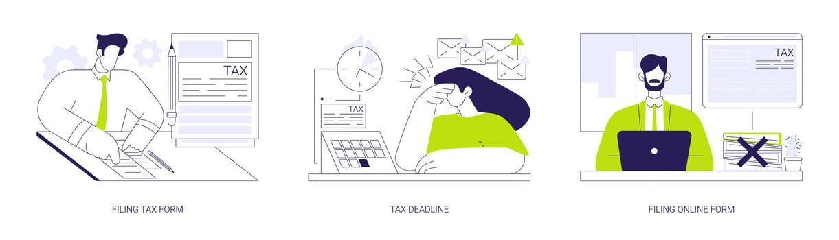 Taxes and personal finance abstract concept illustrations. vector