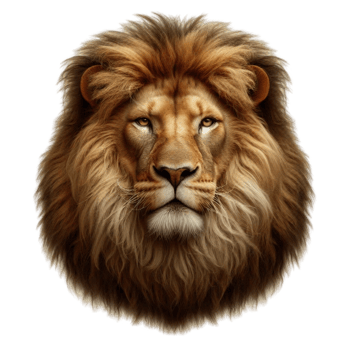 Lion Head Close-up with Symmetrical Mane png