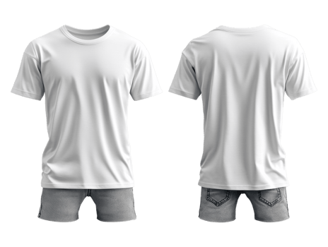 Plain white t shirt and denim shorts, perfect for casual wear and summer vibes png