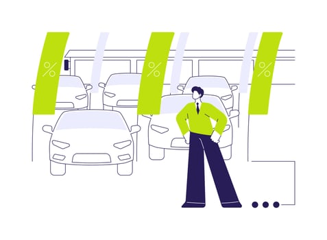 Used car dealership abstract concept illustration. vector