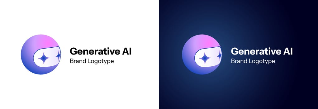 Modern AI icon with chatbot mascot. Futuristic robot head with gradient colors and minimal design. Symbol of artificial intelligence, digital innovation and machine learning. illustration. vector
