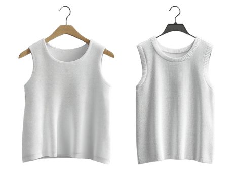 Lightweight white sleeveless tops hanging on hangers, perfect for summer wear png