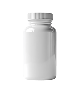 Empty white bottle with screw cap, ideal for packaging supplements or medicines png