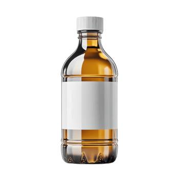 Clear plastic bottle filled with amber liquid, featuring blank label. Ideal for various beverages or oils png