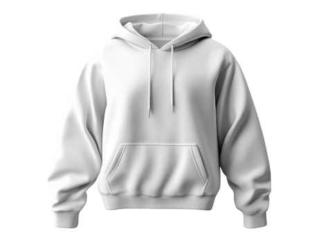 White hoodie with front pocket, perfect for casual wear png