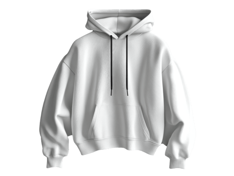 cozy white hoodie with front pocket and drawstring hood, perfect for casual wear png