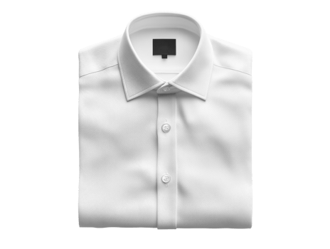 Folded white dress shirt with buttons and collar, perfect for formal wear png