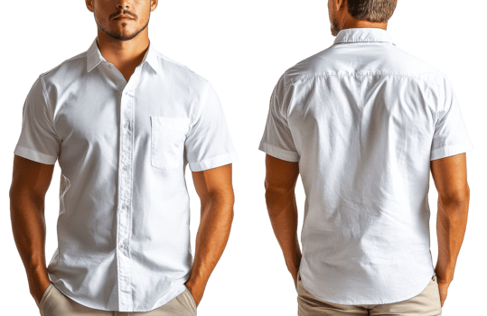 stylish white short sleeve shirt for men, showcasing modern fit and pocket detail. Perfect for casual or semi formal occasions png