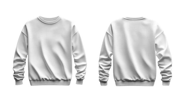 White sweatshirt mockup, front and back view, casual wear, clothing design, apparel template, fashion display png
