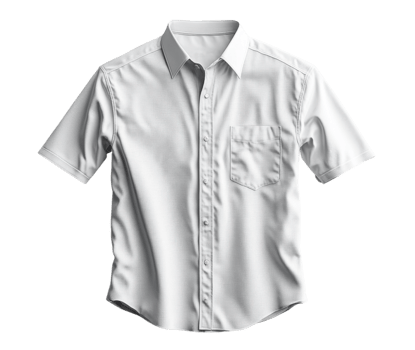 White short sleeve shirt with pocket, suitable for casual or formal wear png