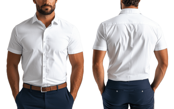 White short sleeve shirt for men, perfect for casual or formal occasions png