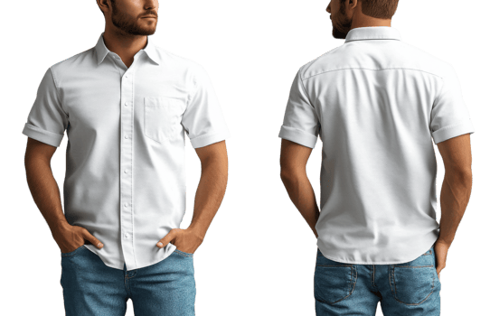 stylish white short sleeve shirt for men, perfect for casual wear png