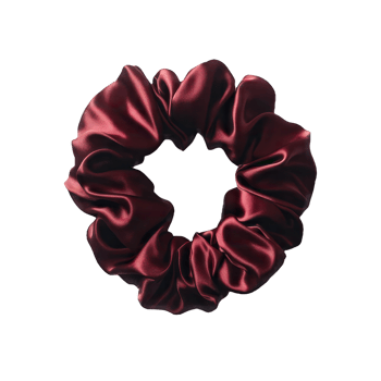 Burgundy color silk scrunchie png