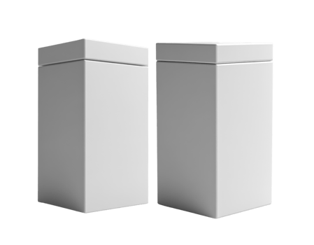 Minimalist white packaging boxes, perfect for product display and branding png