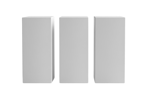 Minimalist white blocks arranged in row, perfect for display or design png