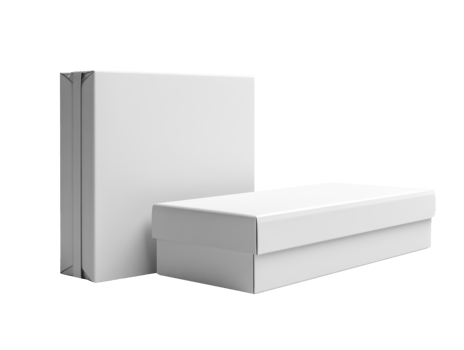 Minimalist white boxes for packaging and storage solutions png