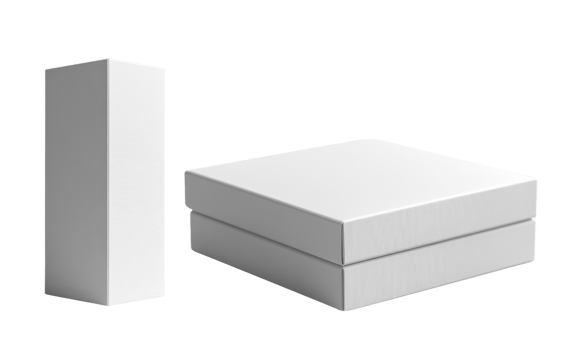 Minimalist white boxes stacked and standing, perfect for packaging or storage png