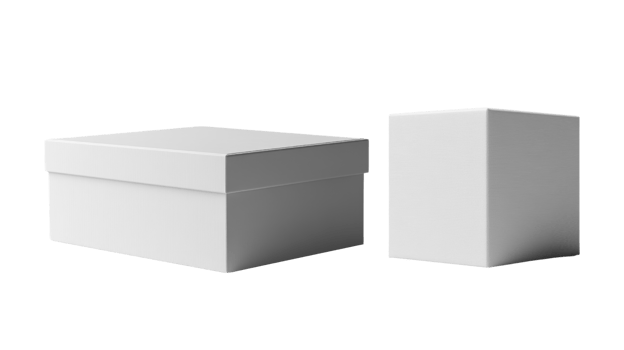 White box and container, minimalistic design, packaging concept png