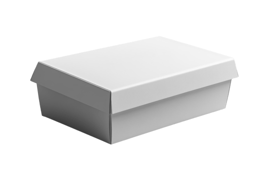 plain white cardboard box with lid, ideal for storage or packaging png